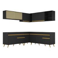 Cozinha Completa De Canto Veneza Gb Mp2061 Com Armário E Balcão Preta - 1