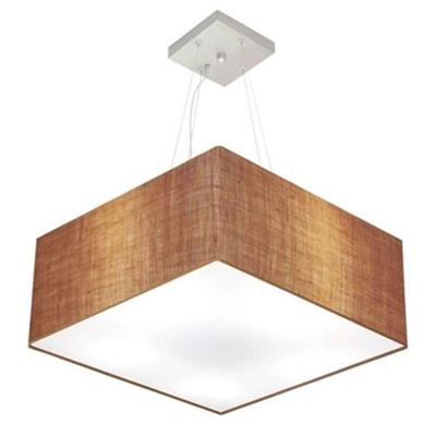 Lustre Pendente Quadrado Md-4006 Cúpula Em Tecido 21/50x50cm Palha - Bivolt