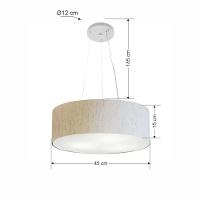 Lustre Pendente Cilíndrico Vivare Md-4184 Cúpula Em Tecido 45x15cm - Bivolt Linho Bege 127/220v - 2