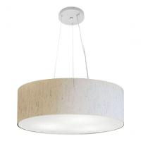 Lustre Pendente Cilíndrico Vivare Md-4184 Cúpula Em Tecido 45x15cm - Bivolt Linho Bege 127/220v - 3