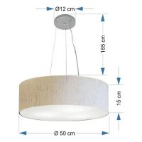 Lustre Pendente Cilíndrico Vivare Md-4184 Cúpula Em Tecido 45x15cm - Bivolt Linho Bege 127/220v - 4