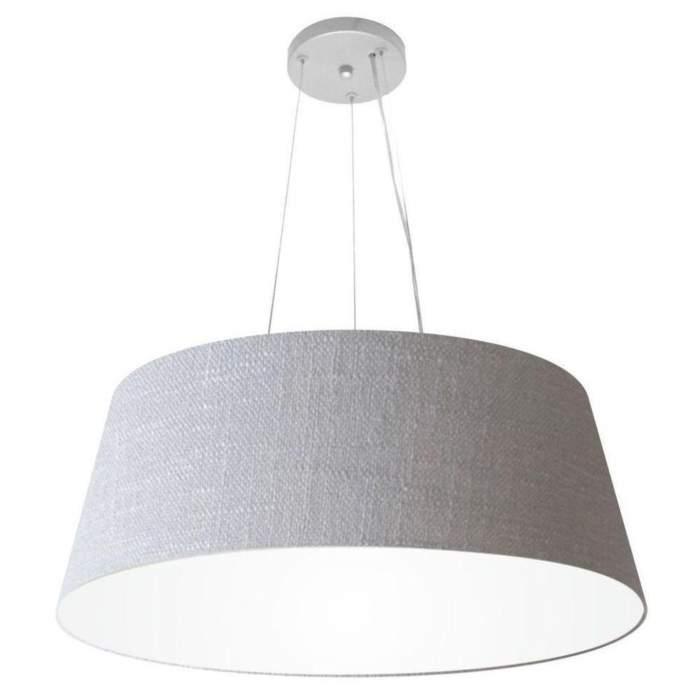Lustre Pendente Cone Md-4072 Cúpula Em Tecido 30/80x65cm Rustico Cinza - Bivolt - 1