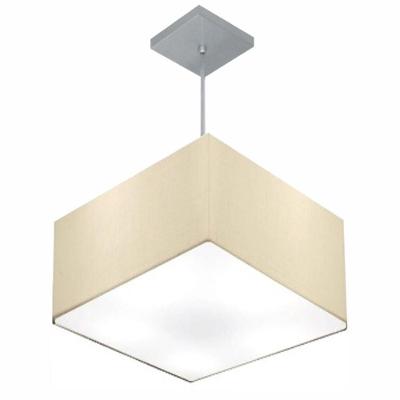 Lustre Pendente Quadrado Md-4020 Cúpula Em Tecido 21/35x35cm Algodão Crú - Bivolt