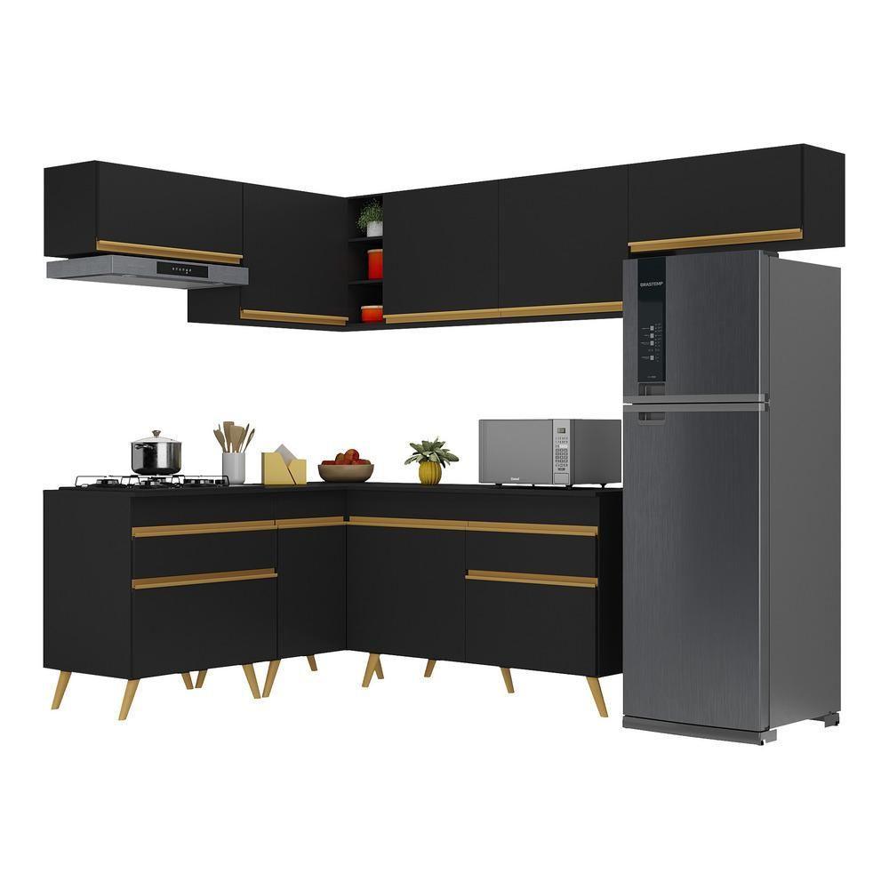 Cozinha Completa De Canto Veneza Gb Mp2069 Com Armário E Balcão Preta - 1