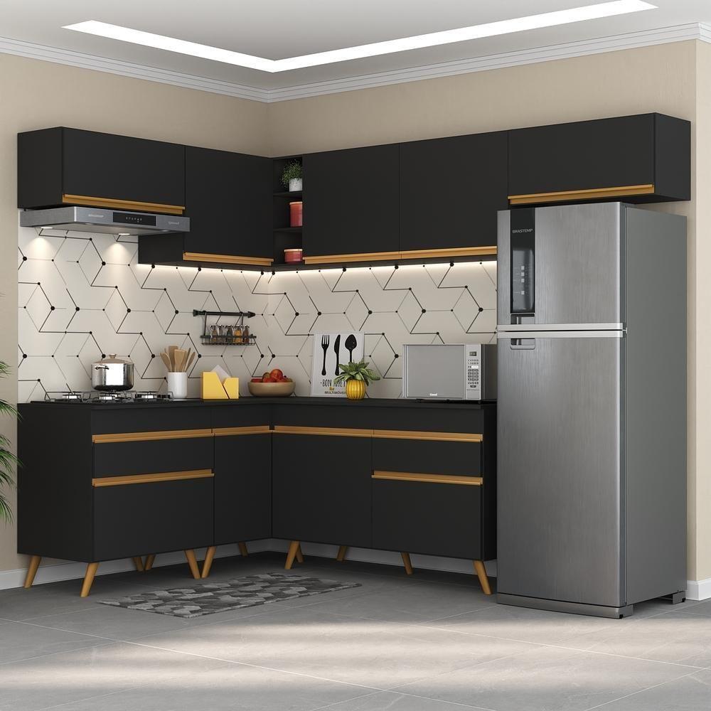 Cozinha Completa De Canto Veneza Gb Mp2069 Com Armário E Balcão Preta - 2