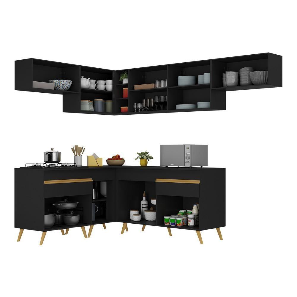 Cozinha Completa De Canto Veneza Gb Mp2069 Com Armário E Balcão Preta - 3