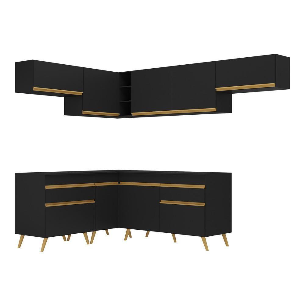 Cozinha Completa De Canto Veneza Gb Mp2069 Com Armário E Balcão Preta - 6