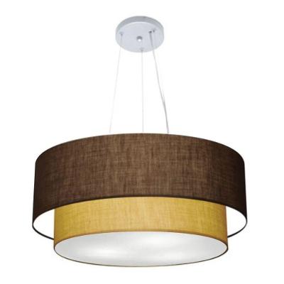 Lustre Pendente Duplo Cilíndrico Vivare Md-4073 Cúpula Em Tecido 80x60cm - Bivolt Café-palha 127/220v