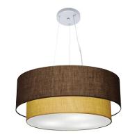 Lustre Pendente Duplo Cilíndrico Vivare Md-4073 Cúpula Em Tecido 80x60cm - Bivolt Café-palha 127/220v - 1