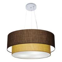 Lustre Pendente Duplo Cilíndrico Vivare Md-4073 Cúpula Em Tecido 80x60cm - Bivolt Café-palha 127/220v - 3