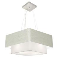 Lustre Pendente Duplo Quadrado Vivare Md-4066 Cúpula Em Tecido 50x35cm - Bivolt Rustico-cinza-branco 127/220v - 3