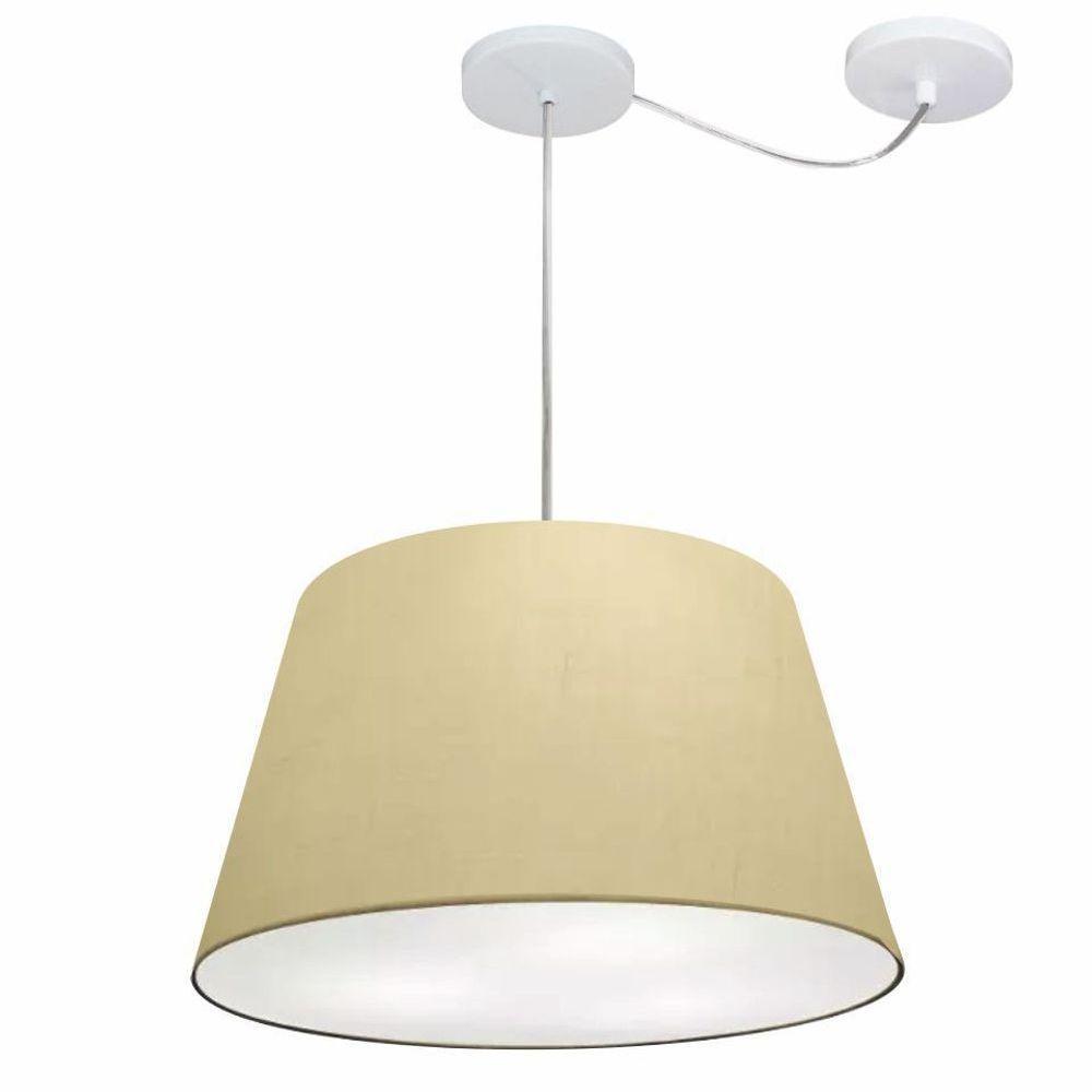 Lustre Pendente Cone Com Desvio Md-4279 Cúpula 21/30x40cm Algodão Crú - Bivolt - 1