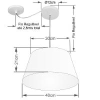 Lustre Pendente Cone Com Desvio Md-4279 Cúpula 21/30x40cm Algodão Crú - Bivolt - 2