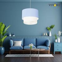 Lustre Pendente Duplo Cilíndrico Vivare Md-4061 Cúpula Tecido 50x40cm - Bivolt Azul-bebê-branco 127/220v - 3