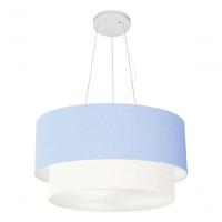 Lustre Pendente Duplo Cilíndrico Vivare Md-4061 Cúpula Tecido 50x40cm - Bivolt Azul-bebê-branco 127/220v - 8