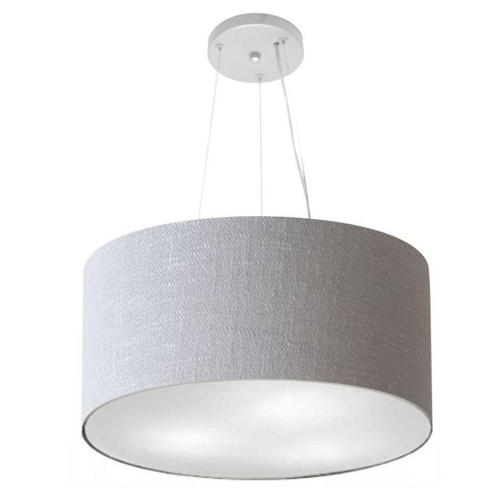 Lustre Pendente Cilíndrico Vivare Md-4185 Cúpula Em Tecido 45x21cm - Bivolt Rustico-cinza 127/220v - 1