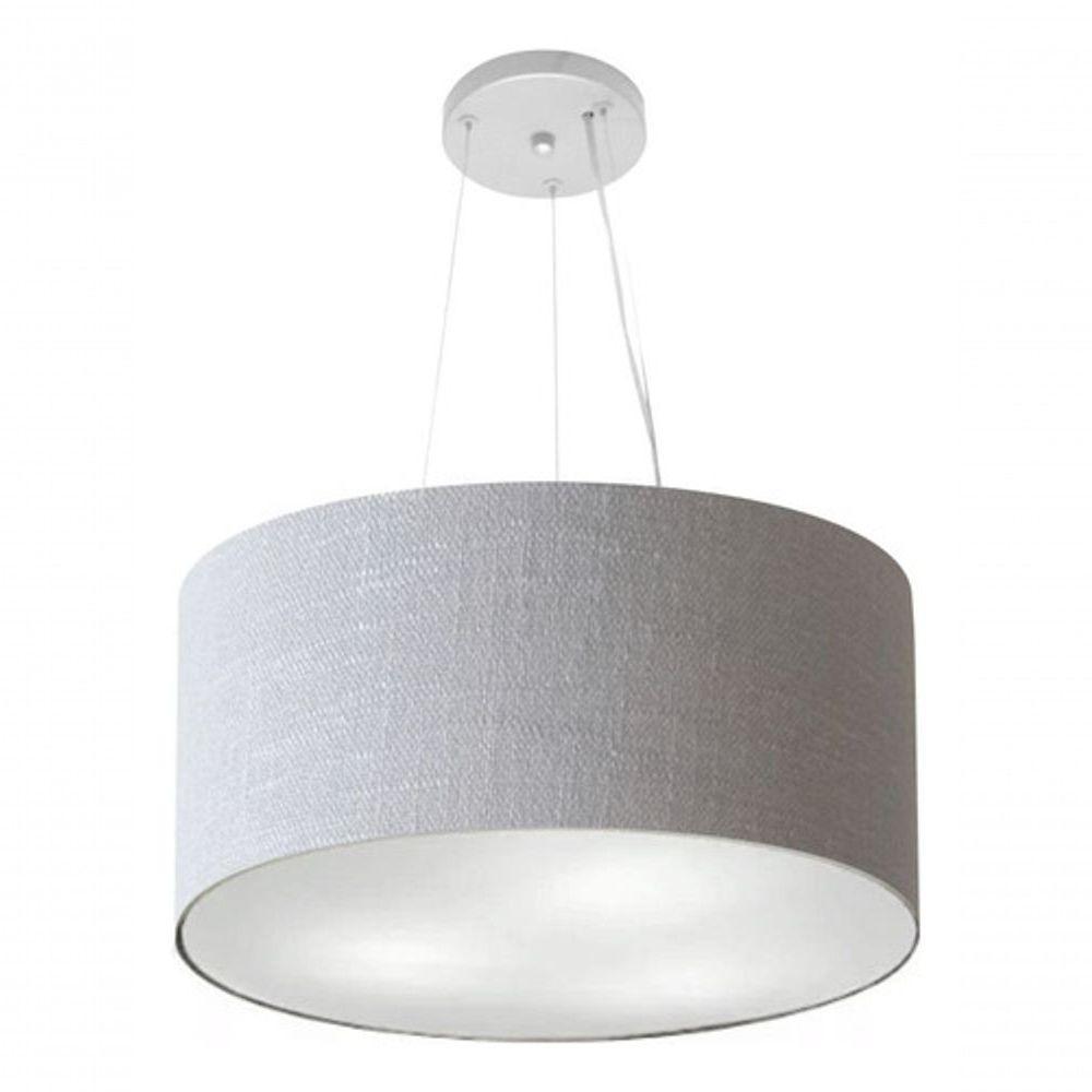 Lustre Pendente Cilíndrico Vivare Md-4185 Cúpula Em Tecido 45x21cm - Bivolt Rustico-cinza 127/220v - 3