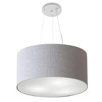 Lustre Pendente Cilíndrico Vivare Md-4185 Cúpula Em Tecido 45x21cm - Bivolt Rustico-cinza 127/220v - 1
