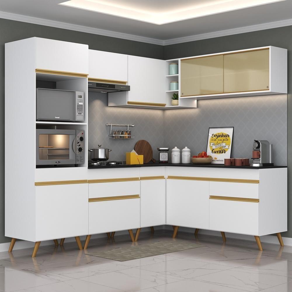 Cozinha Completa De Canto Veneza Gw Mp2064 Com Armário E Balcão Branca - 4