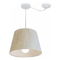 Lustre Pendente Cone Com Desvio De Centro Vivare Md-4274 Cúpula Em Tecido 30x40cm - Bivolt Rustico-bege 127/220v - 3