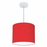 Lustre Pendente Cilíndrico Vivare Md-4143 Cúpula Em Tecido 35x25cm - Bivolt Vermelho 127/220v - 1