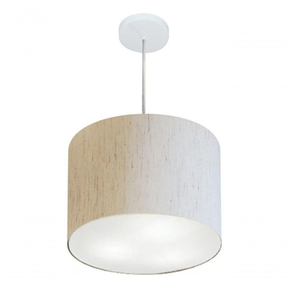 Lustre Pendente Cilíndrico Vivare Md-4216 Cúpula Em Tecido 40x30cm - Bivolt Linho Bege 127/220v - 4