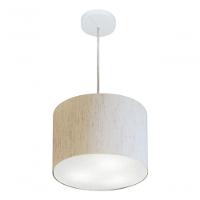 Lustre Pendente Cilíndrico Vivare Md-4210 Cúpula Em Tecido 30x25cm - Bivolt Linho Bege 127/220v