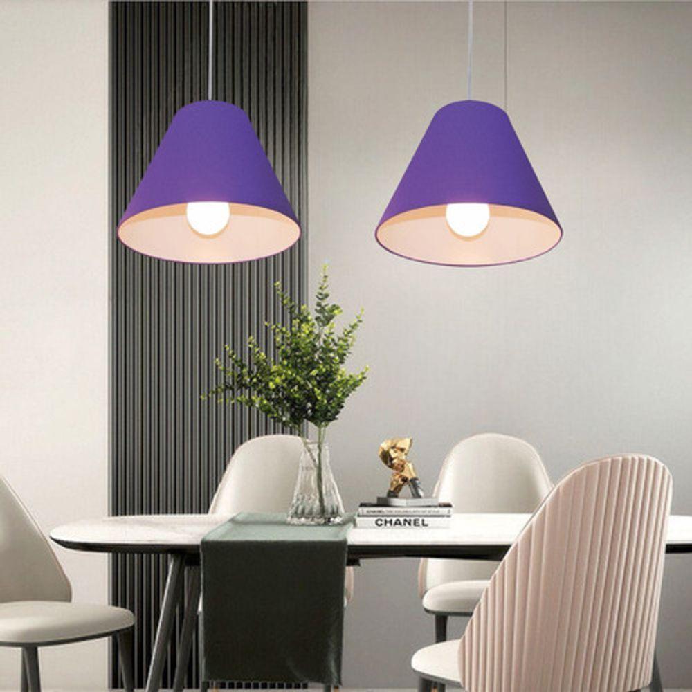 Lustre Pendente Cone Vivare Md-4028 Cúpula Em Tecido 25/30x12cm - Bivolt Roxo 127/220v - 6