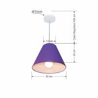 Lustre Pendente Cone Vivare Md-4028 Cúpula Em Tecido 25/30x12cm - Bivolt Roxo 127/220v - 2