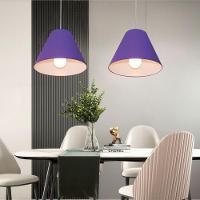 Lustre Pendente Cone Vivare Md-4028 Cúpula Em Tecido 25/30x12cm - Bivolt Roxo 127/220v - 3