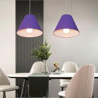 Lustre Pendente Cone Vivare Md-4028 Cúpula Em Tecido 25/30x12cm - Bivolt Roxo 127/220v - 6