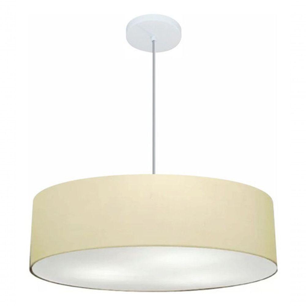 Lustre Pendente Cilíndrico Vivare Md-4221 Cúpula Em Tecido 60x15cm - Bivolt Algodão-crú 127/220v - 4