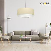 Lustre Pendente Cilíndrico Vivare Md-4221 Cúpula Em Tecido 60x15cm - Bivolt Algodão-crú 127/220v - 3