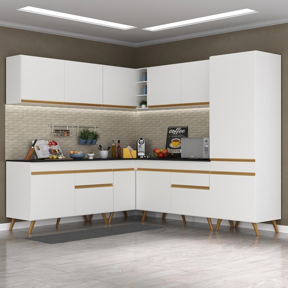 Cozinha Completa De Canto Veneza Gw Mp2066 Com Armário E Balcão Branca - 2