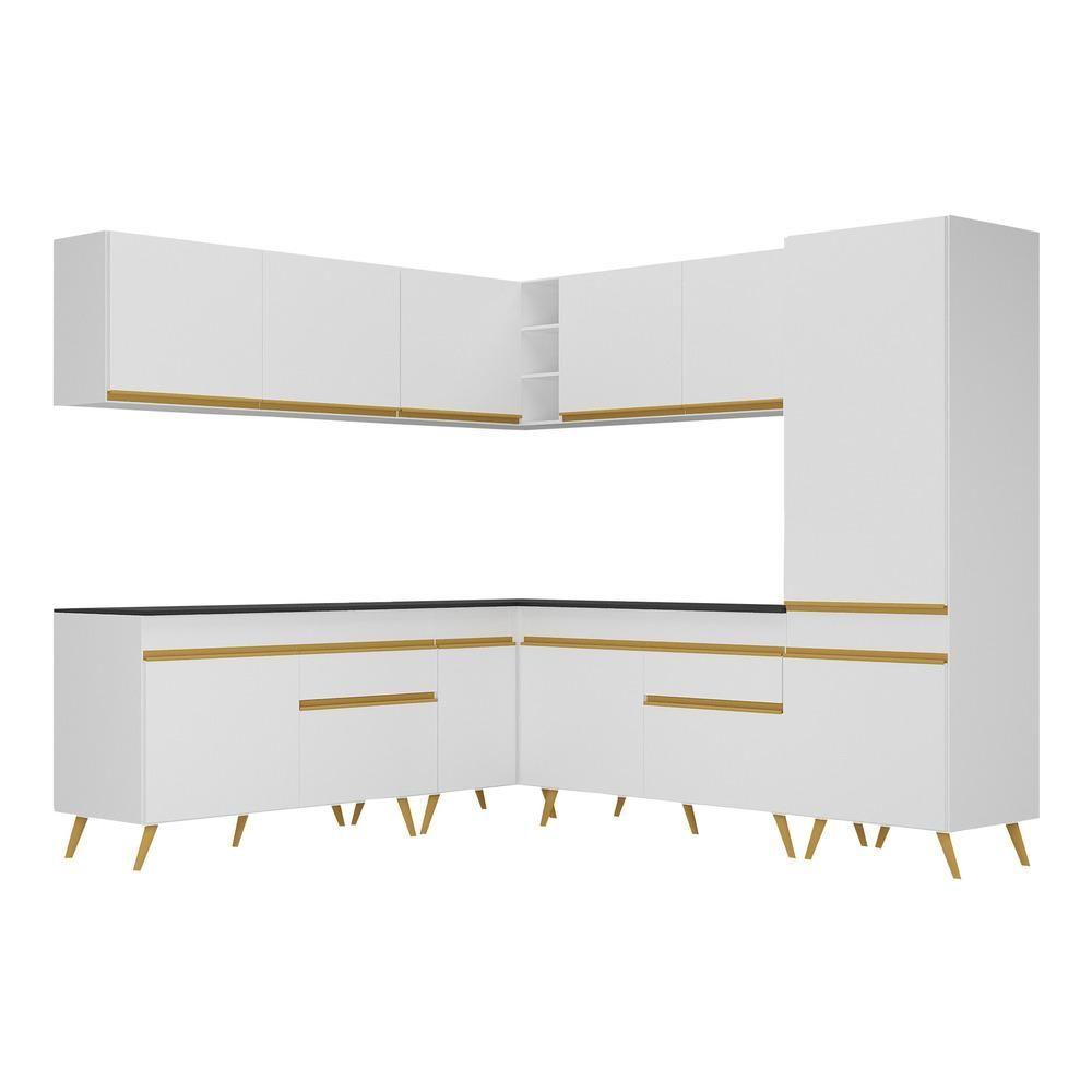 Cozinha Completa De Canto Veneza Gw Mp2066 Com Armário E Balcão Branca - 4