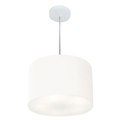Lustre Pendente Cilíndrico Vivare Md-4211 Cúpula Em Tecido 35x25cm - Bivolt Branco 127/220v