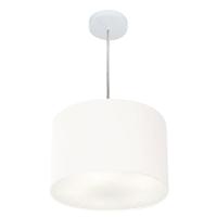 Lustre Pendente Cilíndrico Vivare Md-4211 Cúpula Em Tecido 35x25cm - Bivolt Branco 127/220v - 1