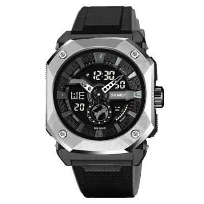Relógio Esportivo Luz Led Masculino Cronômetro Impermeável Multifuncional Prata