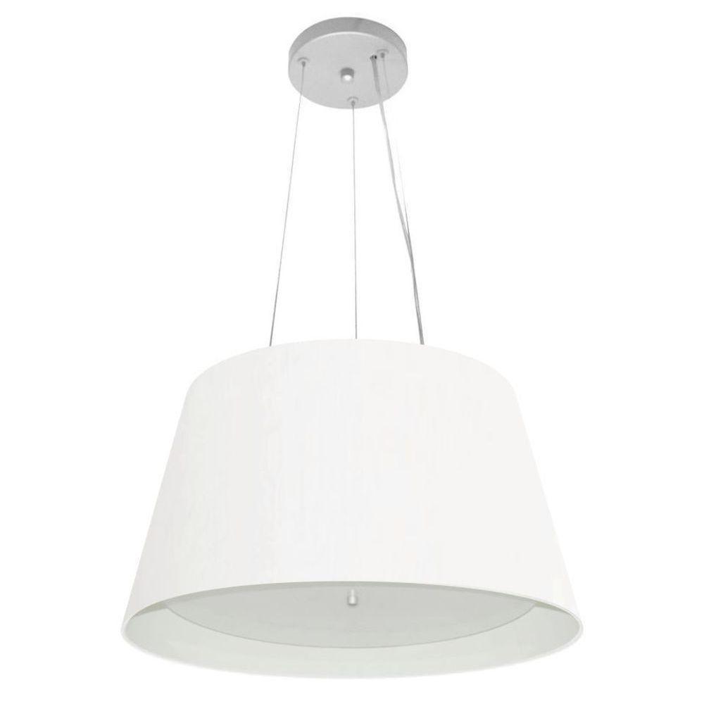 Lustre Pendente Cone Md-4119 Cúpula Em Tecido 21/40x30cm Branco - Bivolt - 1