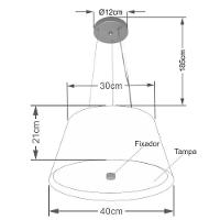 Lustre Pendente Cone Md-4119 Cúpula Em Tecido 21/40x30cm Branco - Bivolt - 2