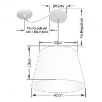 Lustre Pendente Cone Com Desvio Md-4280 Cúpula 30/30x40cm Algodão Crú - Bivolt - 4