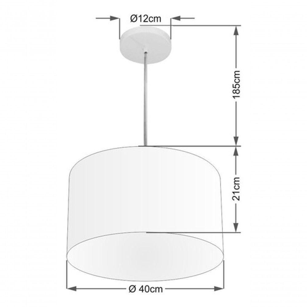 Lustre Pendente Cilíndrico Vivare Md-4031 Cúpula Em Tecido 40x21cm - Bivolt Rustico-bege 127/220v - 4