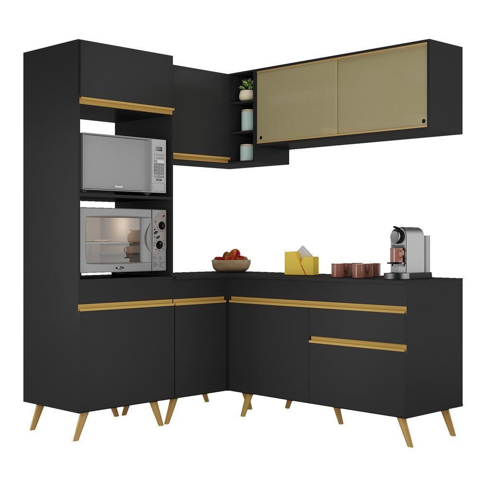 Cozinha Completa De Canto Veneza Gb Mp2063 Com Armário E Balcão Preta - 4