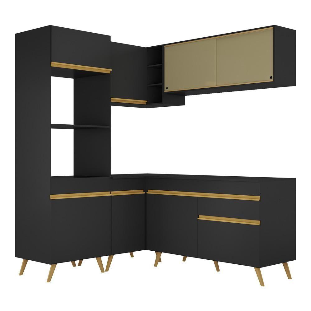 Cozinha Completa De Canto Veneza Gb Mp2063 Com Armário E Balcão Preta - 5