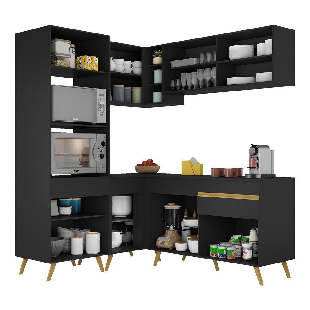 Cozinha Completa De Canto Veneza Gb Mp2063 Com Armário E Balcão Preta - 6