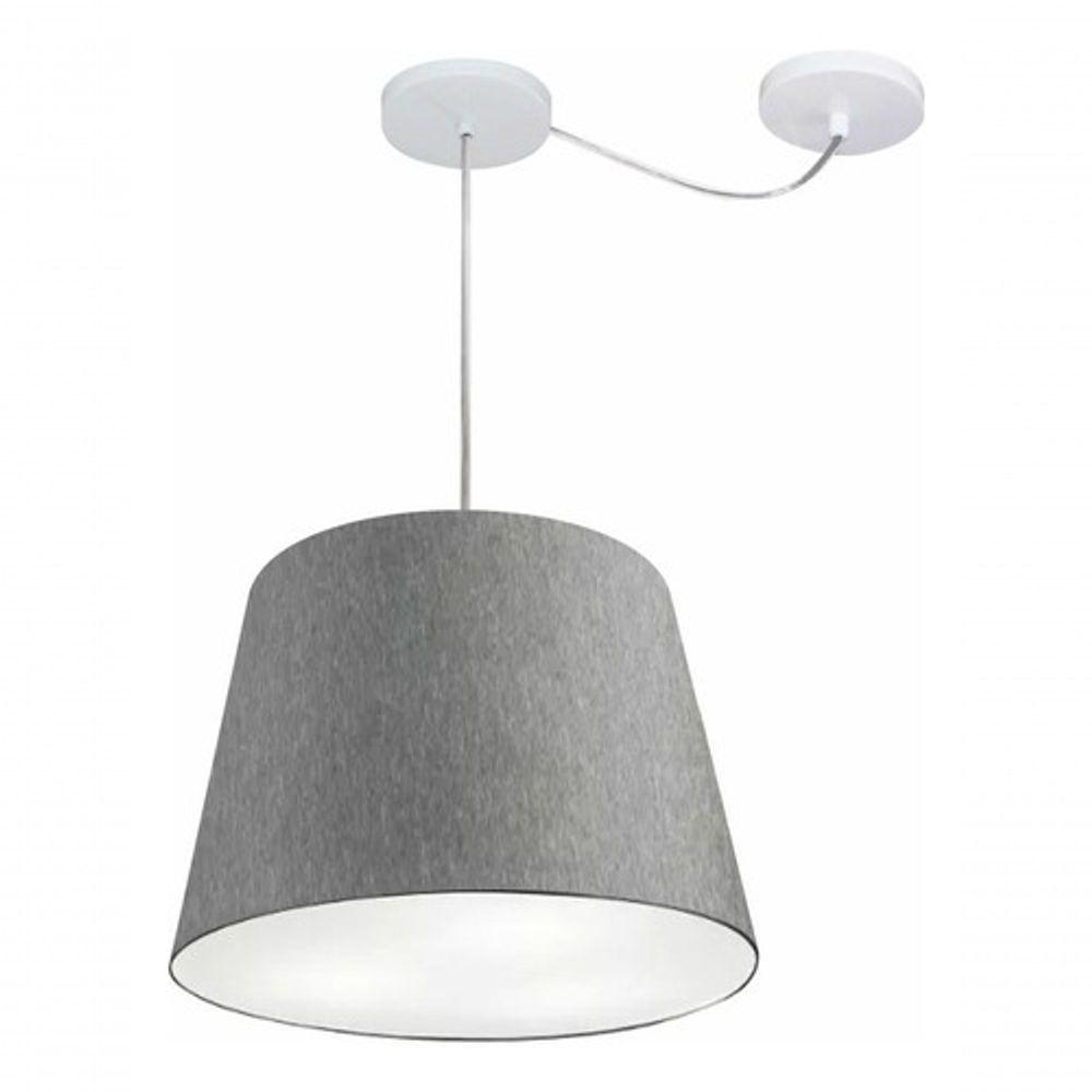 Lustre Pendente Cone Com Desvio De Centro Vivare Md-4276 Cúpula Em Tecido 30x40cm - Bivolt Rustico-cinza 127/220v - 3