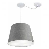 Lustre Pendente Cone Com Desvio De Centro Vivare Md-4276 Cúpula Em Tecido 30x40cm - Bivolt Rustico-cinza 127/220v - 3