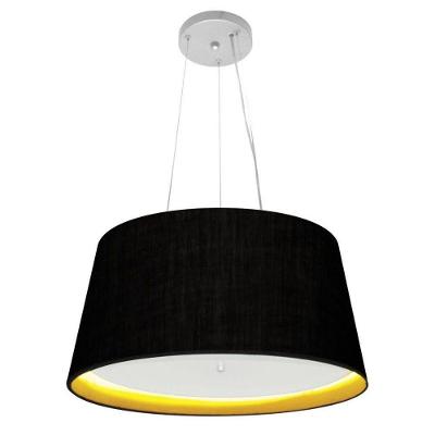 Lustre Pendente Cone Vivare Md-4144 Cúpula Em Tecido 25x50x40cm - Bivolt Preto-amarelo 127/220v