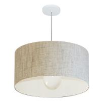 Lustre Pendente Cilíndrico Vivare Md-4208 Cúpula Em Tecido 55x30cm - Bivolt Rustico-bege 127/220v - 3
