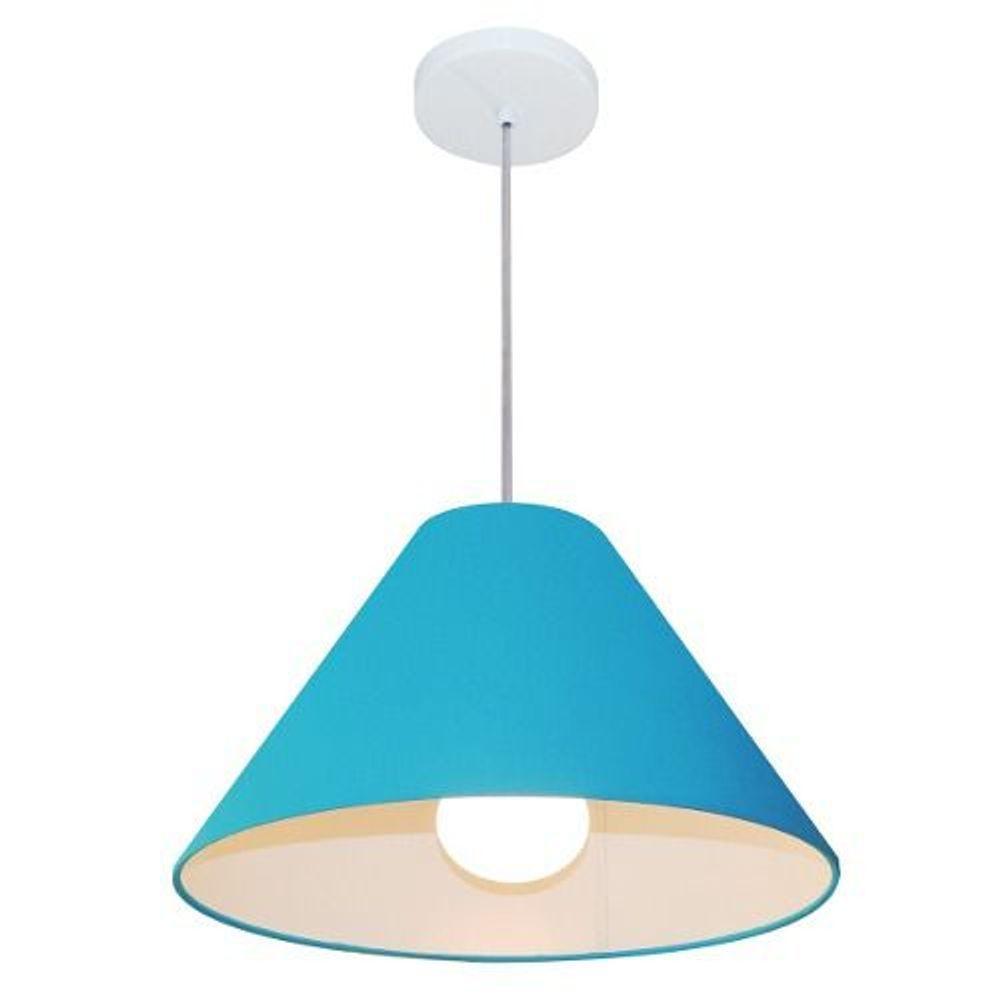 Lustre Pendente Cone Vivare Md-4078 Cúpula Em Tecido 25/40x15cm - Bivolt Azul-turquesa 127/220v - 1